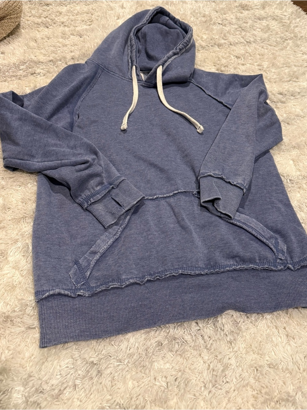 Womans Washed Blue Pullover Hoodie Sweater